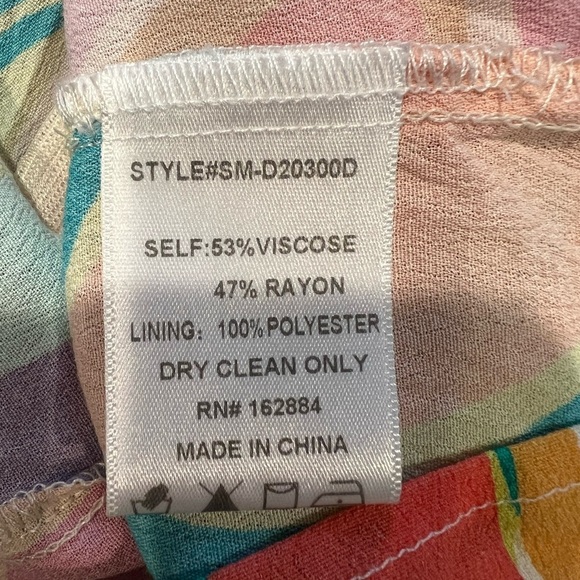 SKY TO MOON Colorful RETRO FLORAL Crepe DRAPE NECK Sundress Dress Girls Medium - Picture 6 of 6